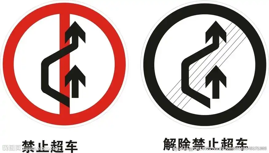 禁止超车 解除禁止超车设计图__公共标识标志_标志图标_设计图库_昵图