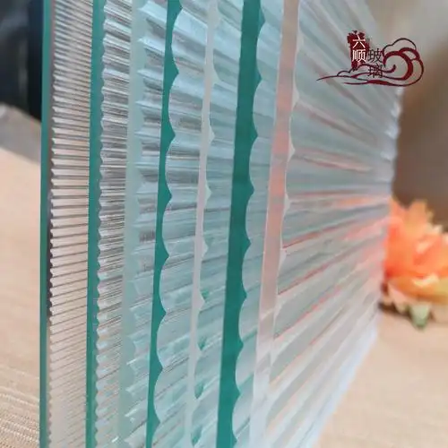 长虹玻璃瓦楞聚光水纹波浪艺术窗户隔断玄关超白热弯钢化屏风定制