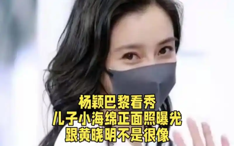 杨颖巴黎看秀,儿子小海绵正面照曝光,跟黄晓明不是很像.