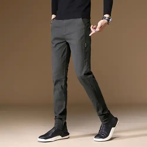 秋冬季长裤男休闲裤修身韩版潮流运动裤男士加绒加厚宽松直筒长裤