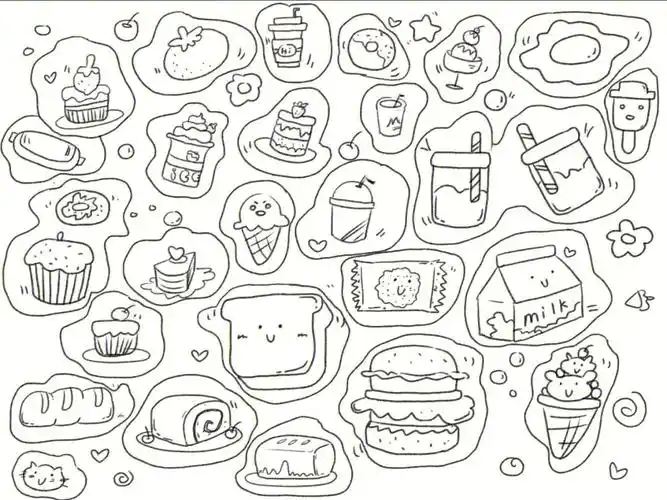 分享一组甜点简笔画_简笔画_甜品_手帐_素材_可爱简笔画_兴趣爱好