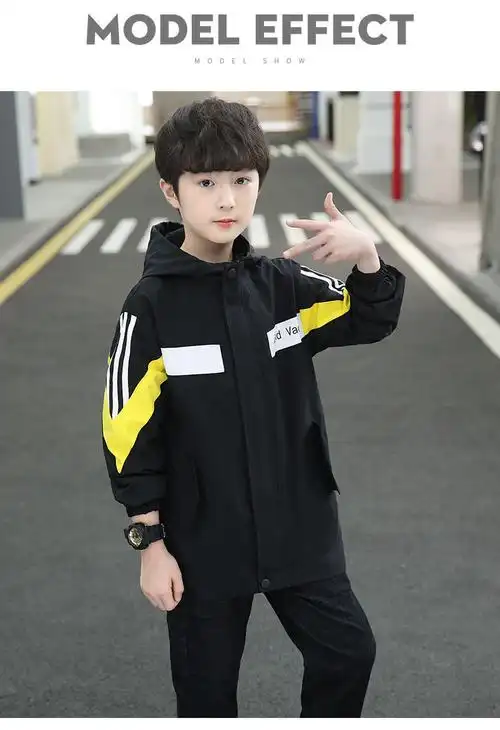 小学生儿童装男童秋装2021新款中童春秋季帅气洋气韩版风衣蓝色加绒款