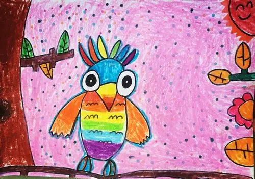 儿童画 花羽毛的鸟 7岁 by阁