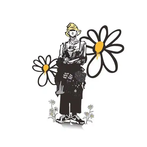 gdragon权志龙小雏菊贴纸peaceminusone墙壁划痕遮挡行李箱汽车装饰贴