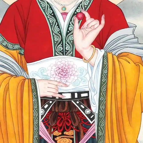 泰山碧霞元画像中堂道教神像像画绢布画挂画书房国画