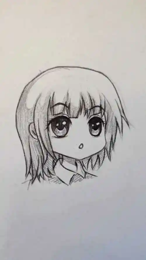 手绘素描q版动漫头像绘画过程