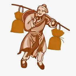 挑扁担的毛南族姑娘pngpng古代手绘女子pngpng踏花归图pngaipng矢量图