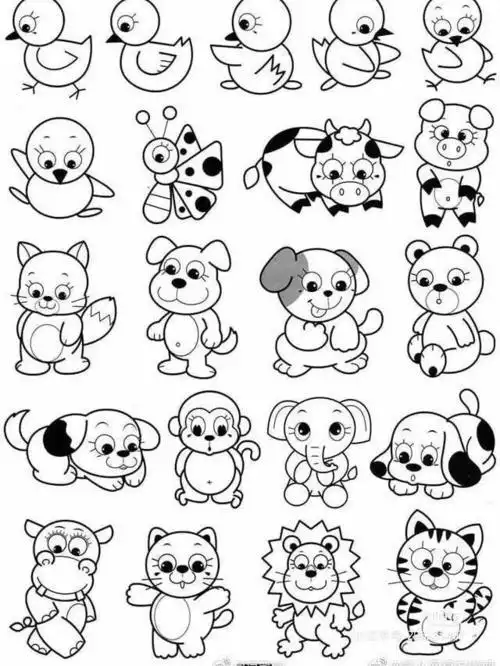 大全一种动物不同形态的简笔画小动物手绘简笔画手账素材画好啦小企鹅