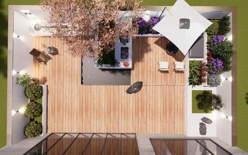 庭院设计丨70平现代花园设计