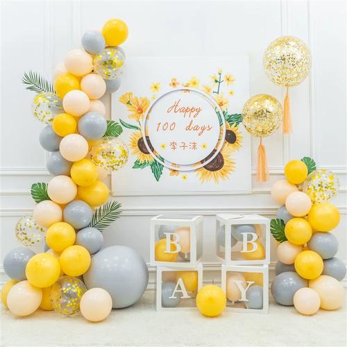 爆款女男孩宝宝百天日宴会场w景布置客厅装饰酒店100天生日背景墙