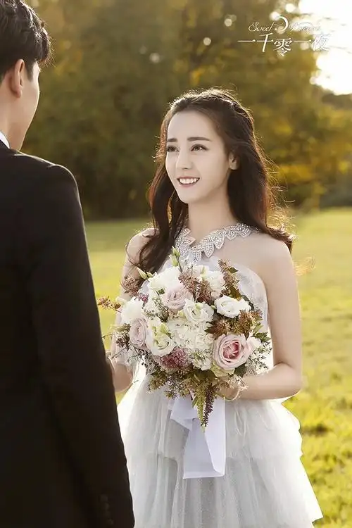 迪丽热巴9个剧新娘造型你是我的荣耀甜美三生三世枕上书紫色嫁衣超