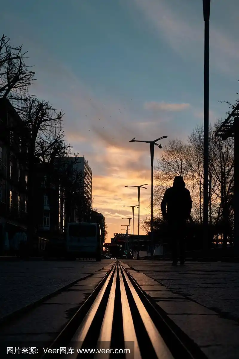 黄昏,男人,伦敦城,城市生活,一个人