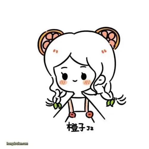 带着橙子头花的小女生简笔画大全女生头像简笔画画法小女孩头像简笔画