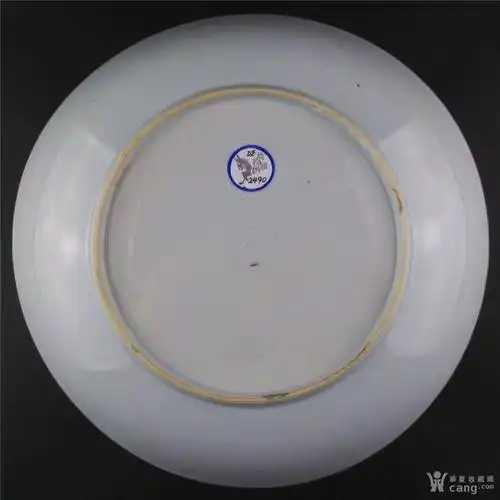 清代乾隆粉彩广彩盘子 英国回流保真古董外销老瓷器摆件 金玉满