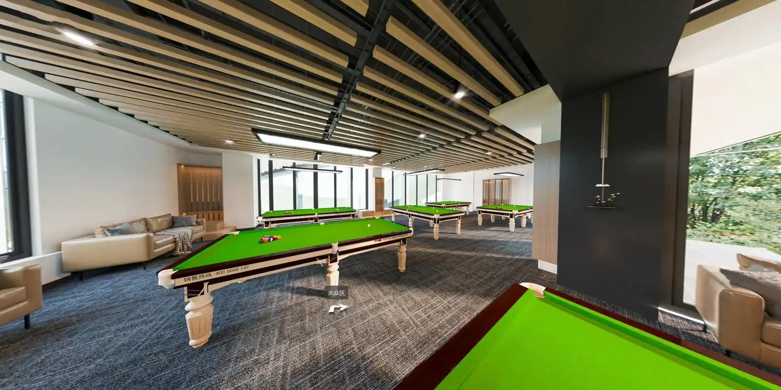 专业台球俱乐部装修设计效果图.#商业 - 抖音