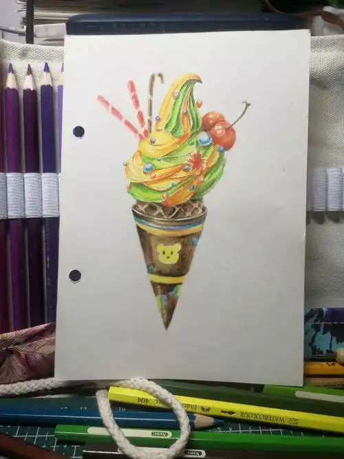 冰淇淋彩铅临摹