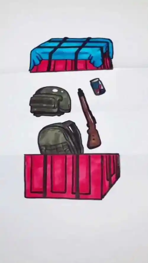 简笔画教你如何画有装备的空投哦三级头三级包