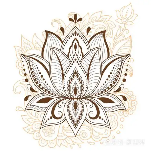 梅恩迪莲花图案为海娜绘画和纹身装饰在东方民族印度风格