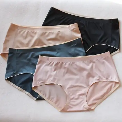 高端奢品内裤女士纯色中腰无痕抗菌青年平角裤100%桑蚕丝真丝底裆