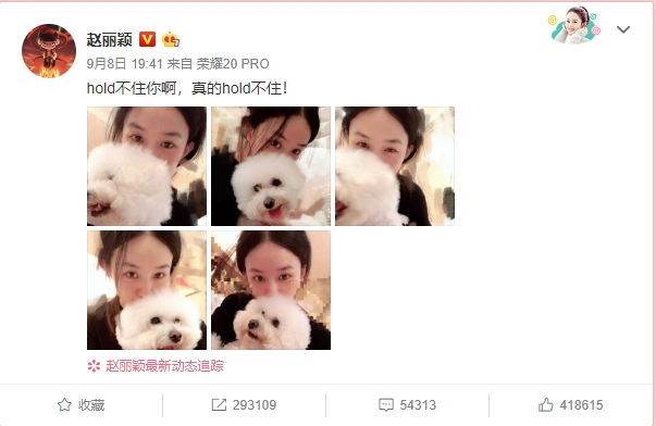 赵丽颖微博晒出自拍