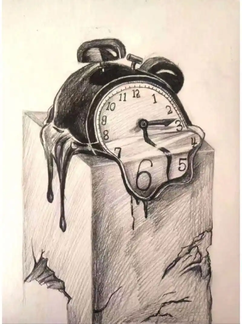 手绘210天~创意素描-达利的时钟 画画,有一种治愈的力量这是多年来还