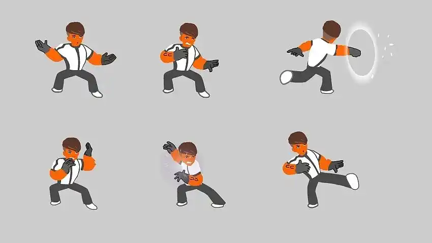 cc动画:橙子动漫今年6月做的一套游戏动作表演,动画是逐帧 补间完成的