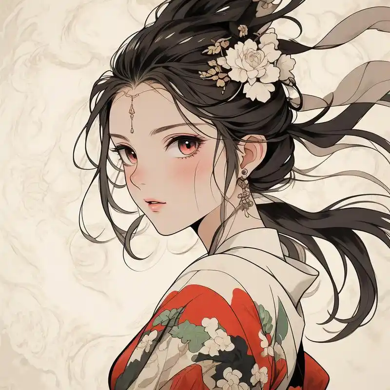 浮世绘风格头像90日系复古韵味