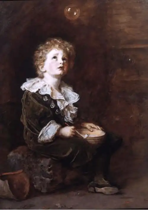 转而画下一个吹泡泡的男孩