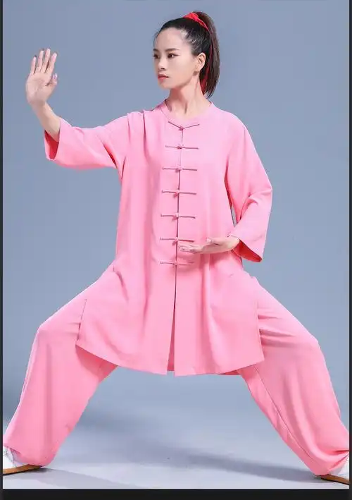 云太极陈家沟夏季新款九分袖太极服清凉中式透气武术晨练高端2021粉色