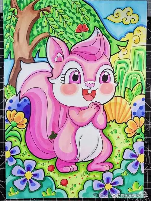 50张创意美术儿童获奖范画很值得初学者临摹色彩都是高级感
