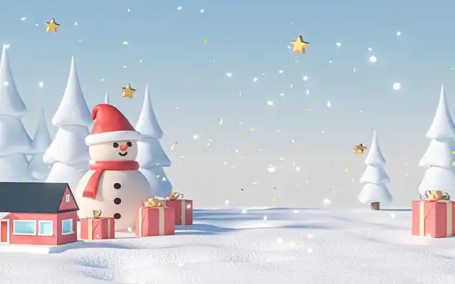 大雪插画3d立体简约卡通风格c4d圣诞节冬季冬天电商展台背景横版插画