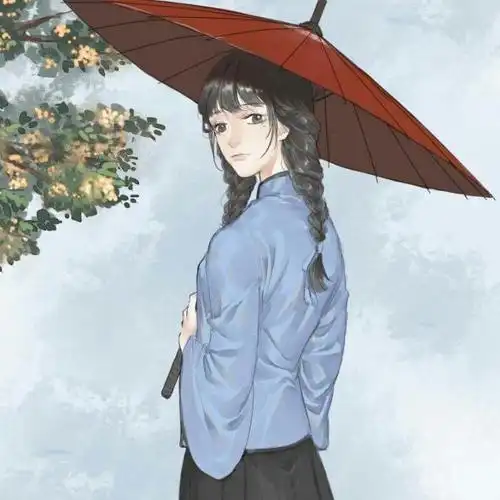 民国风撑伞女女头像