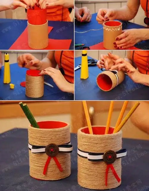 四个来自旧物的创作灵感 制作创意简易笔筒 - 废物利用手工diy小制作