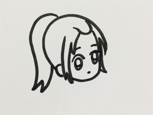 无刘海马尾辫女孩简笔画