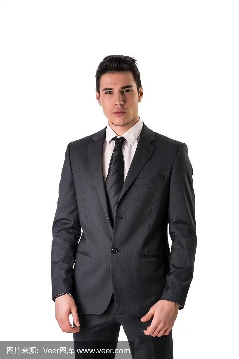 穿西装打领带的英俊潇洒的年轻人