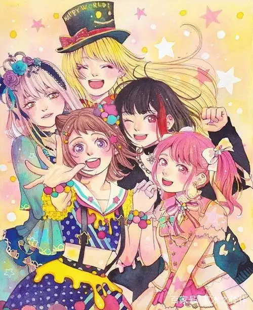 人物组合插画,唯美浪漫的卡通女孩