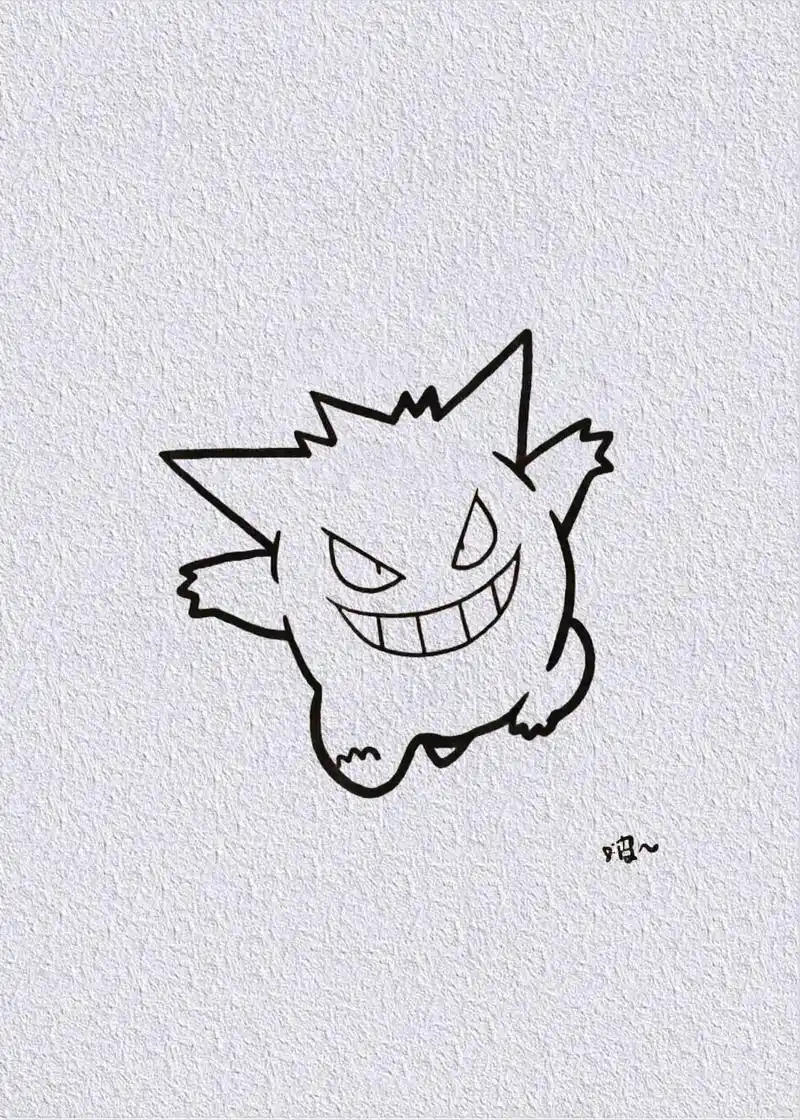 看着可怕,内心温柔的耿鬼.#图文种草机 #简笔画 #临摹#画 - 抖音