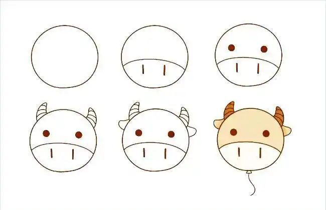 动物小牛头简笔画一组可爱的q版简笔画可爱到爆喜欢的收藏了吧一波