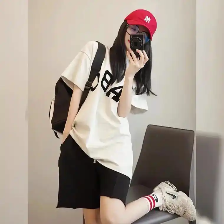 短袖运动服套装女夏季时尚休闲卫衣短裤两件套洋气#穿搭 #谁穿 - 抖音