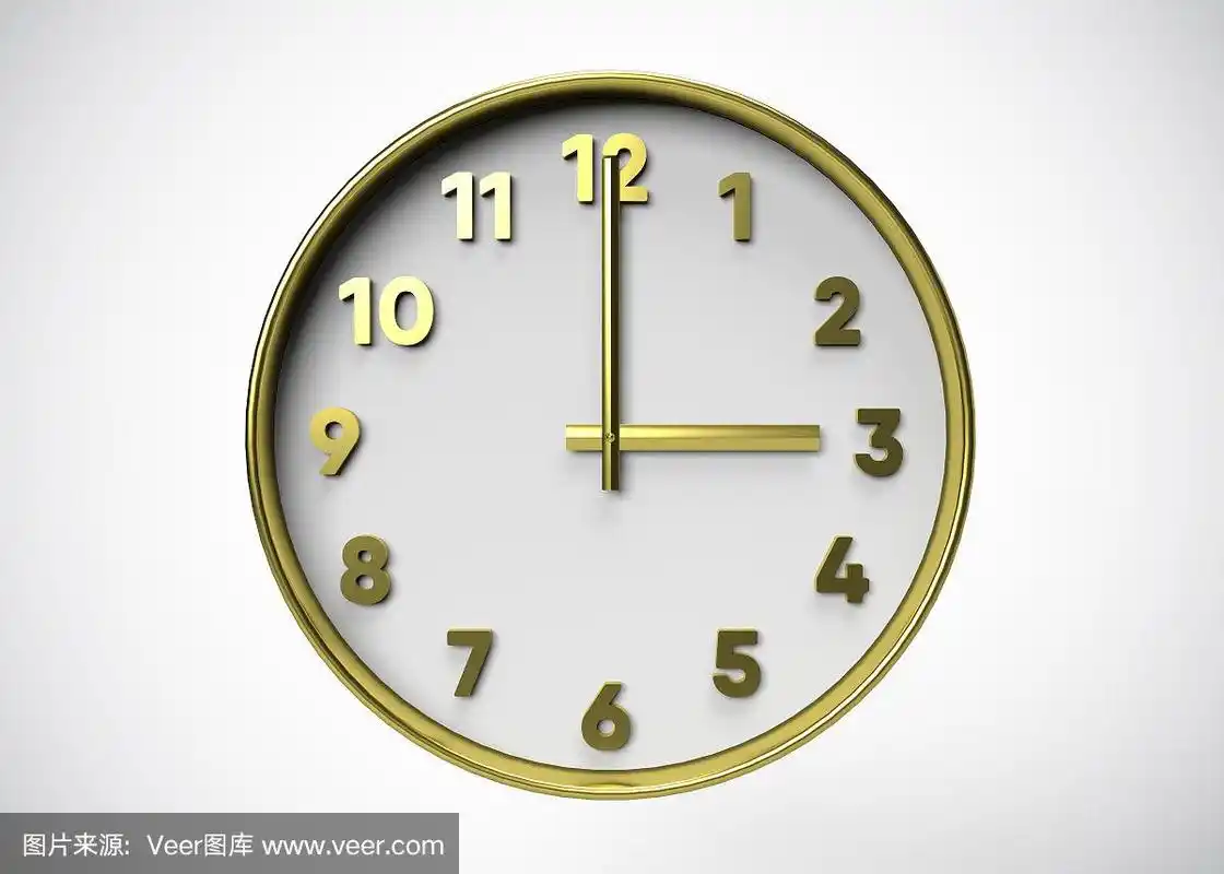 时钟3点钟时间3d渲染
