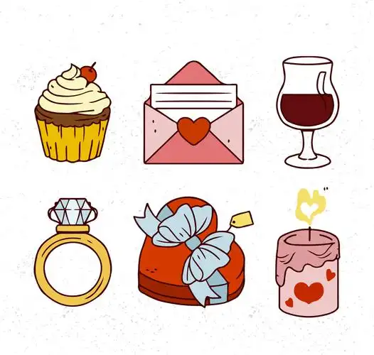 6款手绘情人节物品矢量素材