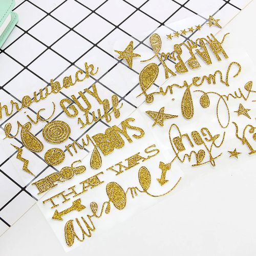 金粉英文贴纸风diy相册手帐贴纸爆炸盒子闪粉贴创意字母贴手机贴