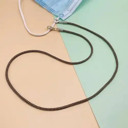 厂家直供口罩配饰 ins条纹双色弹力挂脖防丢口罩绳 口罩编织挂绳