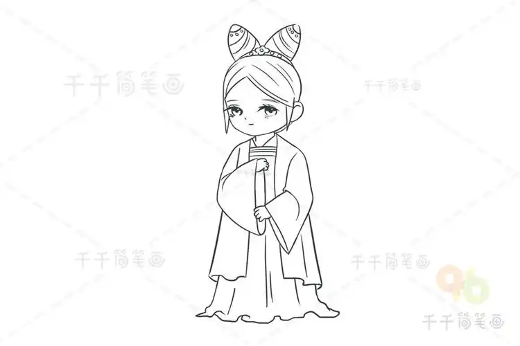 q版古风唐朝女子_古风人物简笔画