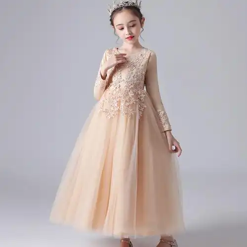 初中女学生朗诵主持人礼服礼服裙秋冬新款公主裙花童礼服女蓬蓬纱长裙