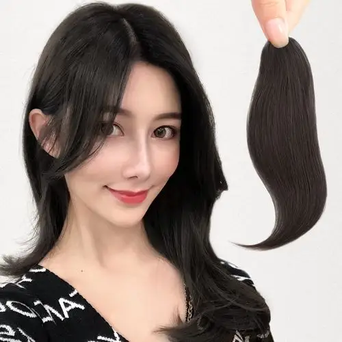 网红八字中分刘海假发片蓬松两侧真发假刘海女自然无痕斜刘海偏分