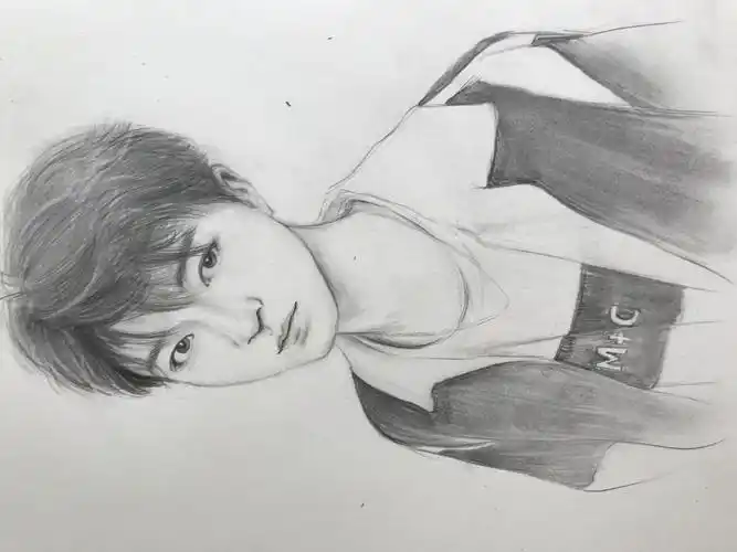 黑白铅笔画一个画失败了的凯凯