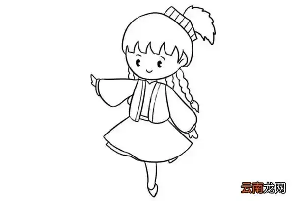 少数民族小女孩图解 可爱超简单画法简笔画怎么画步骤教程