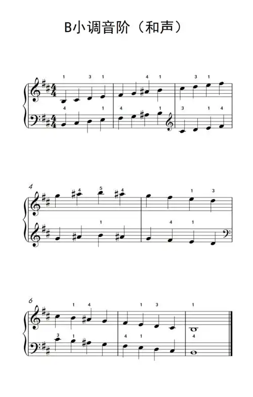 b小调音阶 和声 儿童钢琴练习曲 钢琴谱 简谱