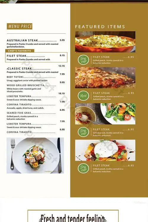 创意欧式西餐选单菜单